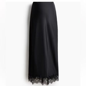 Maternity Elegant Black Lace Trim Skirt